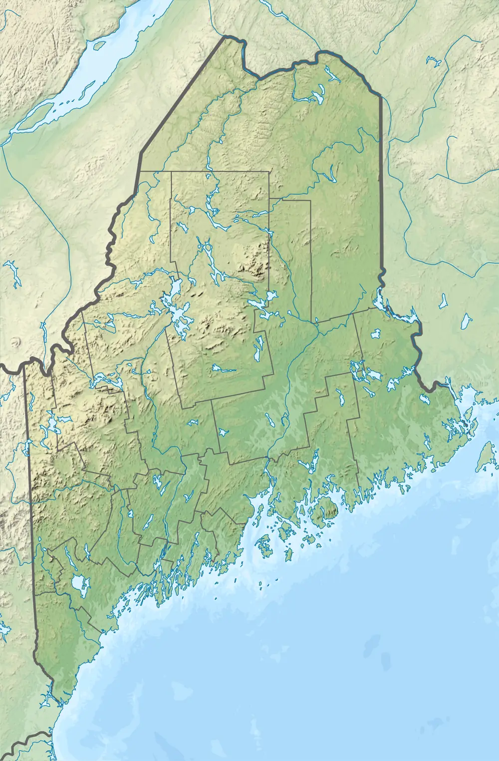 Relief map of Maine