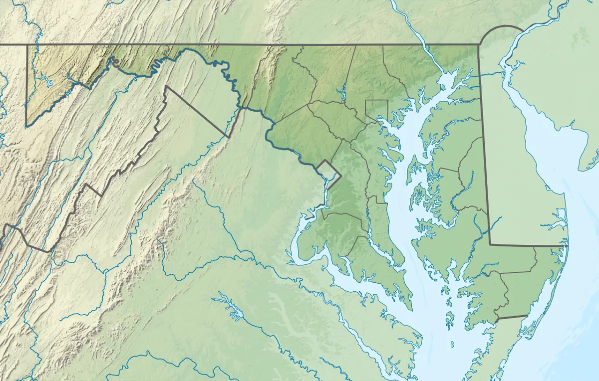 Relief map of Maryland